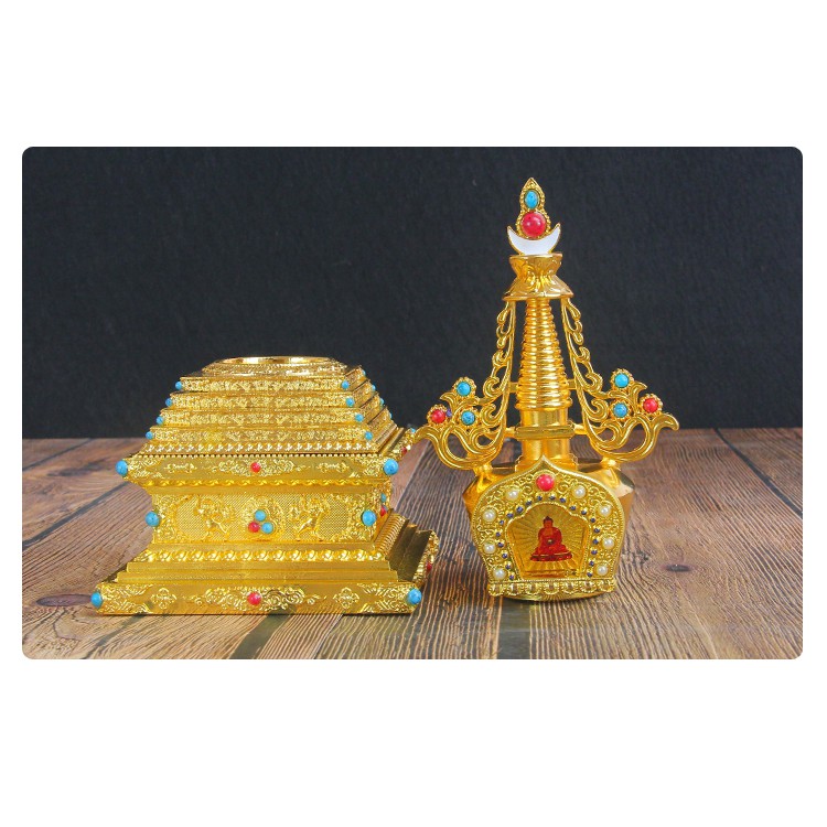 Tháp xá lợi 24cm loia to hợp kim đồng  cúng dường mật tông đẹp xuất sắc