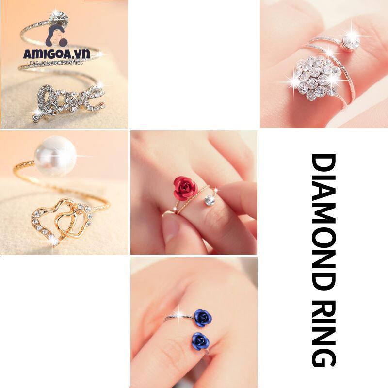 Bộ Nhẫn Mở Đính Ngọc Trai Đơn Giản Thời Trang