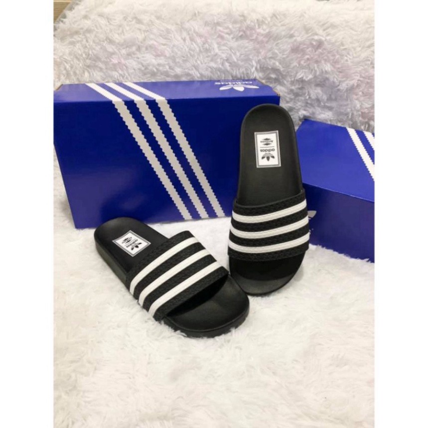 Dép ADlDAS Sọc Dưa Đen Trắng Dành Cho Nam Nữ, Hàng chất đế chữ cực dễ phối đồ hàng full box đủ size