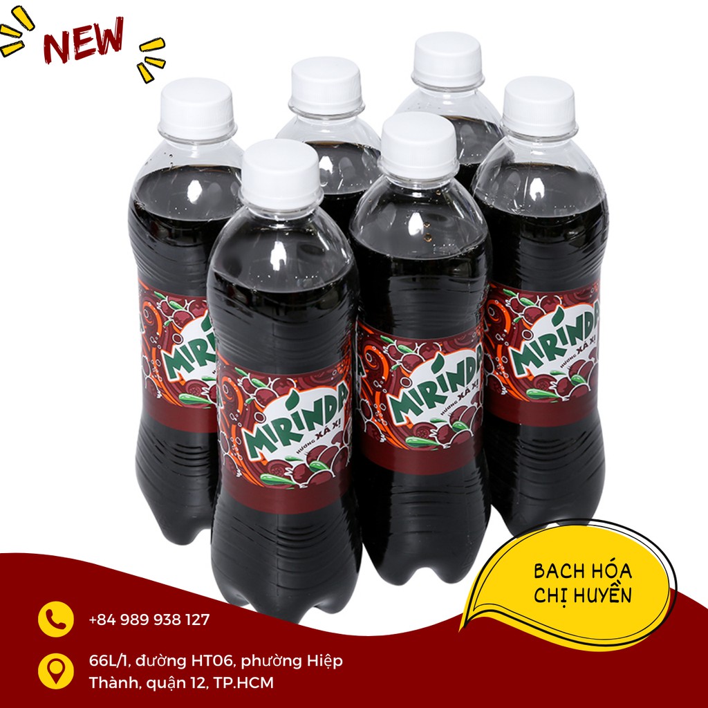 Lốc 6 chai nước ngọt Mirinda hương xá xị 390ml