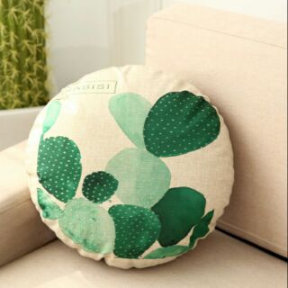 Gối tròn canvas hoạ tiết lá cây vintage, gối sofa trang trí nhà, gối tựa lưngvăn phòng,kèm ruột bông cao cấp(ảnh thật)