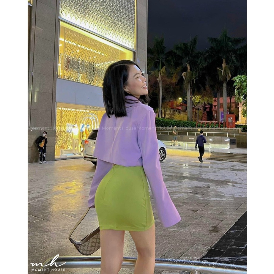 Blazer khoác lửng trendy, hàng thiết kế may 2 lớp có đệm cầu vai, che bắp tay cực tốt, dễ phối đồ, freesize dưới 54kg | BigBuy360 - bigbuy360.vn