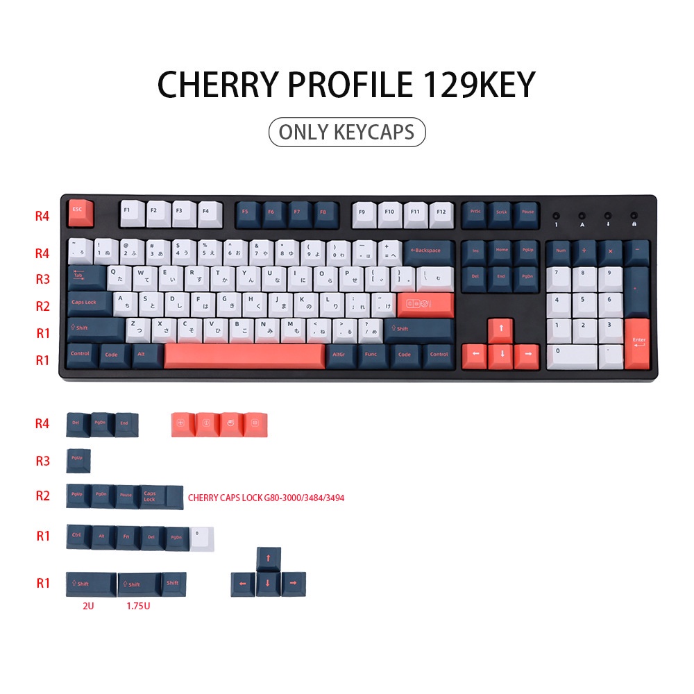 Keycap Cho Bàn Phím Cơ BETO Cherry Profile Thick PBT 129 Phím 1988PC