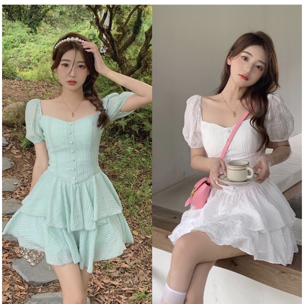 ĐẦM CỔ TIM LAI TẦNG NÚT BỌC