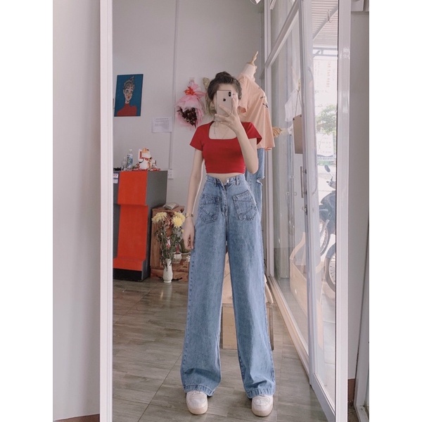 Quần JEAN dáng suông rộng, quần bò trơn form rộng nam dễ phối đồ -Q9- Chất jean đẹp - cam kết giặt không phai màu