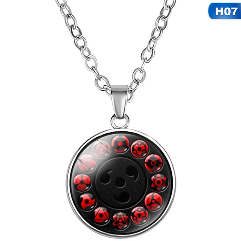 Dây chuyền mặt kính Cabochon hình đôi mắt Sharingan trong phim Naruto thời trang cho nam