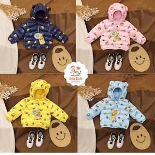 Áo khoác cho bé, áo phao gấu họa tiết hoạt hình cho bé trai bé gái mặc đi học đi chơi Hely Kids 28 size 9-20kg