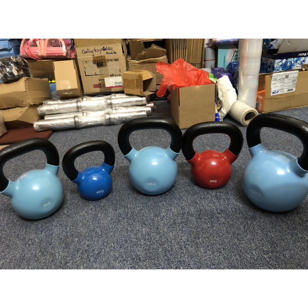 Tạ Bình Vôi,Tạ Ấm,Tạ Quai Xách Bọc Cao Su Cao Cấp Tập Gym 8 kg (KETTLEBELL) giao màu ngẫu nhiên