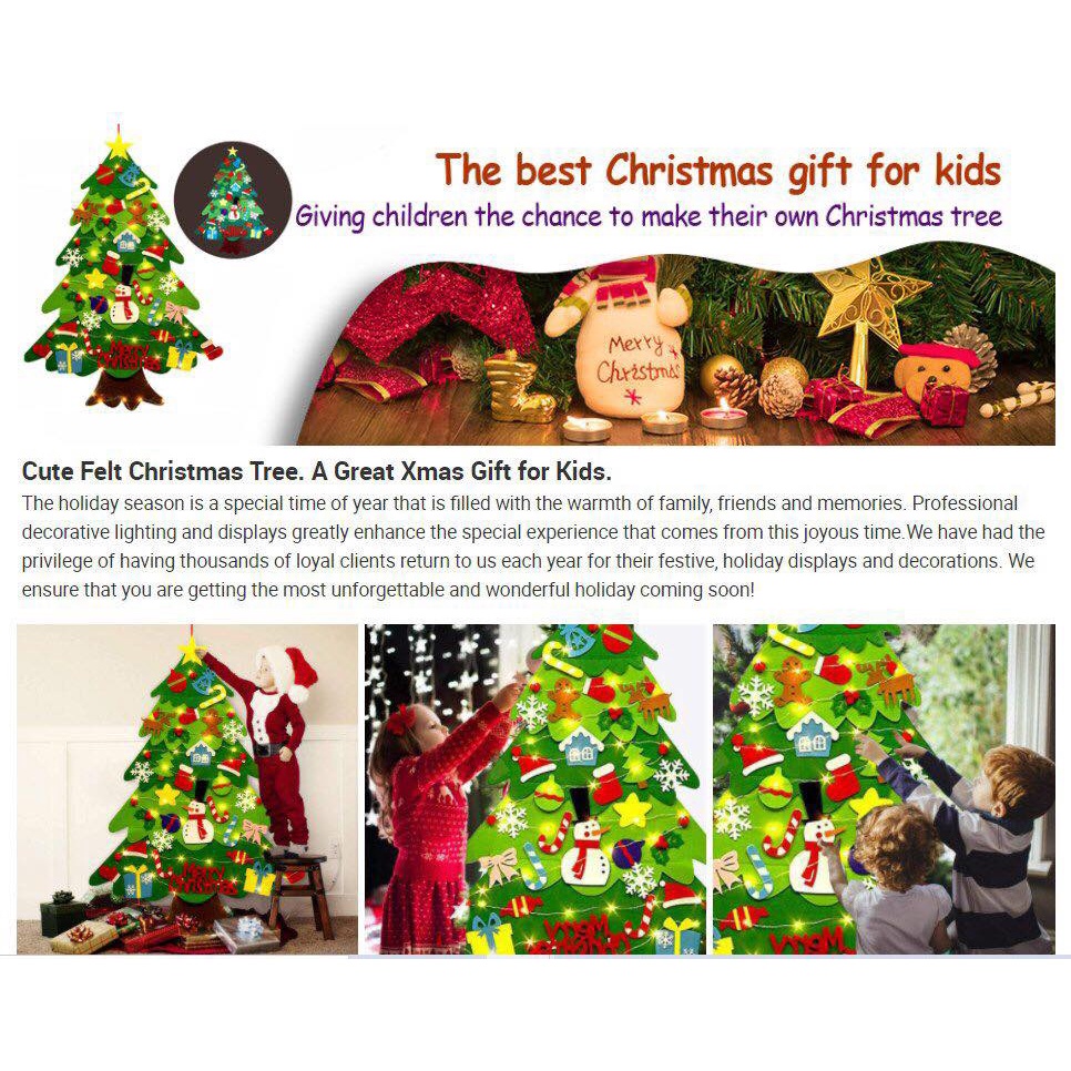 Cây thông Noel dán tường, bằng vải dạ TẶNG ĐÈN | BigBuy360 - bigbuy360.vn