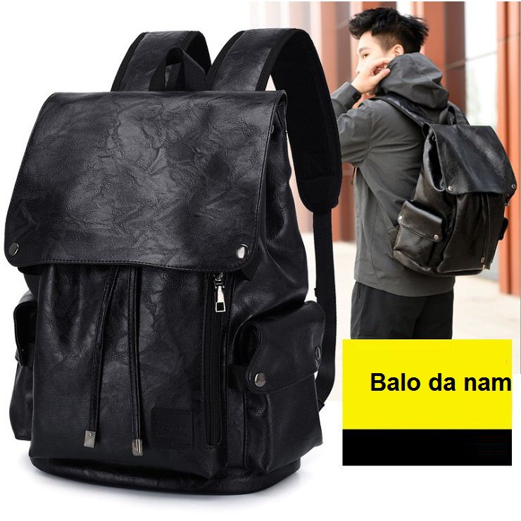 Balo da nam thời trang, balo nam chất da dày đẹp, vừa laptop 15,6inch phù hợp đi làm, đi học