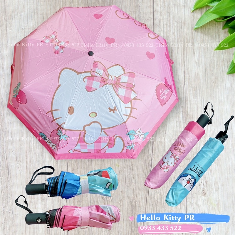 Ô dù gấp gọn che mưa che nắng Hello Kitty - Doremon Doraemon