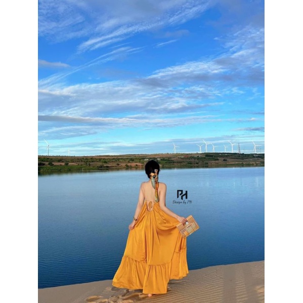 Váy maxi lụa kèm khăn