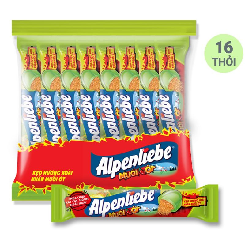 Lốc 16 thỏi Kẹo Alpenliebe Hương Xoài Nhân Muối Ớt