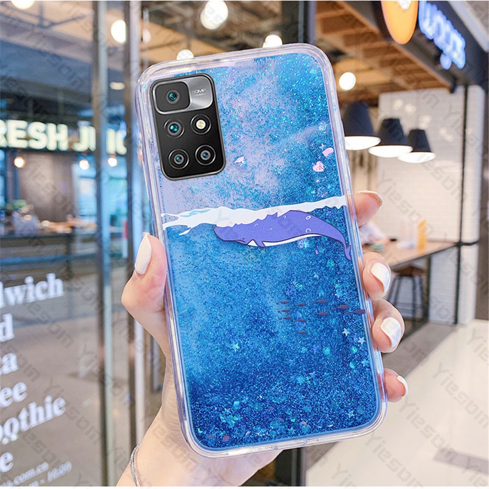 Ốp điện thoại kim tuyến nước cho Redmi Note 11 Pro 10 10S 7 8 9S 9 Pro Redmi 10 9 9T 9A 9C 8 8A 7A K40 K30 K20 Pro