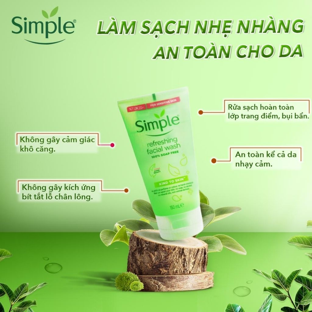 Sửa rửa mặt SIMPLE Refreshing Facial Wash Dạng Gel Phù Hợp Với Mọi Loại Da (150ml) - White Store | BigBuy360 - bigbuy360.vn