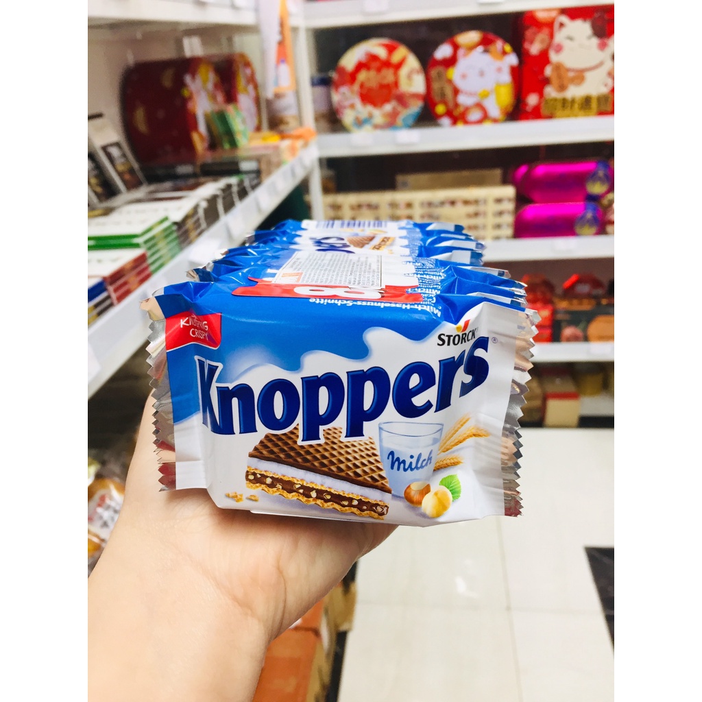 Bánh xốp socola nhân hạt dẻ Knoppers  - Mini set 8 gói - 200g - Đức
