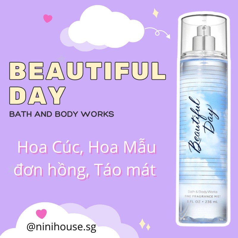 [MÙI MÁT] Xịt thơm body mist Bath and Body Works mùi Beautiful Day