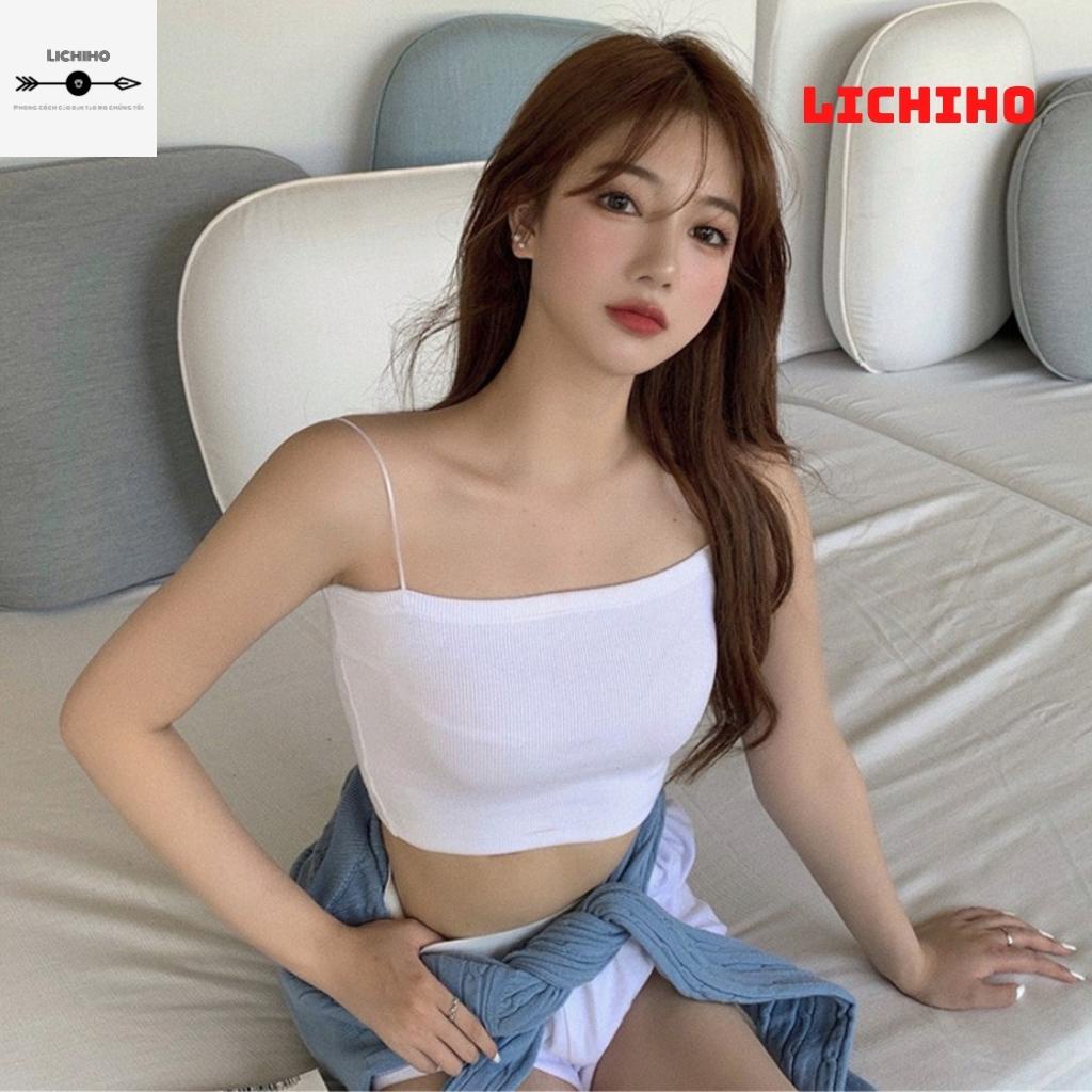 Áo croptop nữ hai dây sợi bún kiểu sexy ôm body CT09 LICHIHO siêu đẹp hottrend quyến rủ | BigBuy360 - bigbuy360.vn