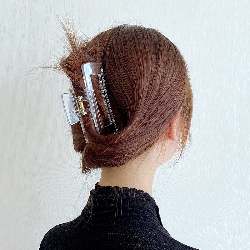 Kẹp Tóc Trong Suốt Bằng Nhựa Acrylic Hình Vuông Cỡ Lớn Thời Trang Cho Nữ