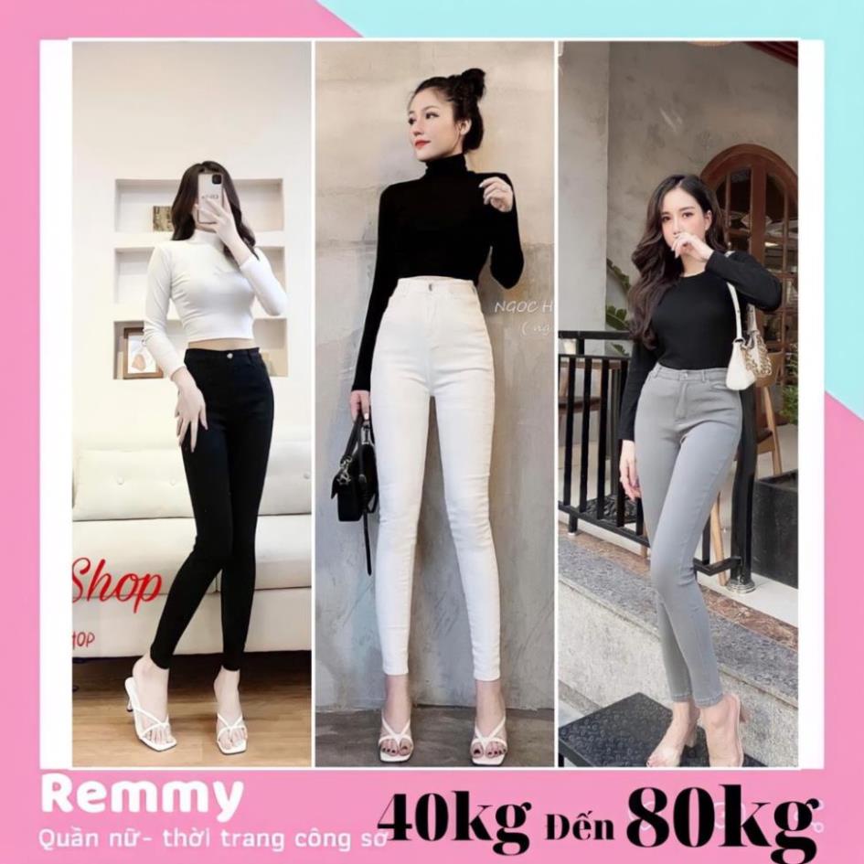 Quần jean legging skinny bigsize nữ vải bò giấy co giãn to rộng 40kg đến 80kg màu đen trắng xám Đẹp *
