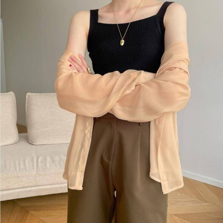 Jiashucheng Áo Khoác Cardigan Mỏng Chống Nắng Dáng Dài Phong Cách Phương Tây Thời Trang Mùa Hè Cho Nữ