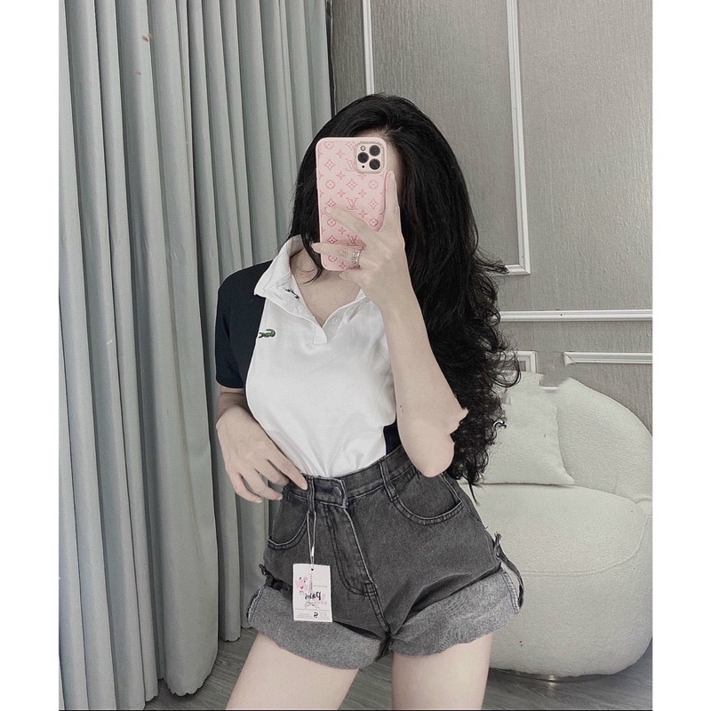 Quần sooc jeans chun sườn gấp gấu cài khuy siêu hot 2022