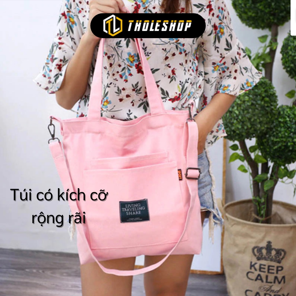 Túi Tote - Túi Xách Vải Đeo Vai Living, Chất Liệu Canvas Bền, Phong Cách Hàn Quốc 7398