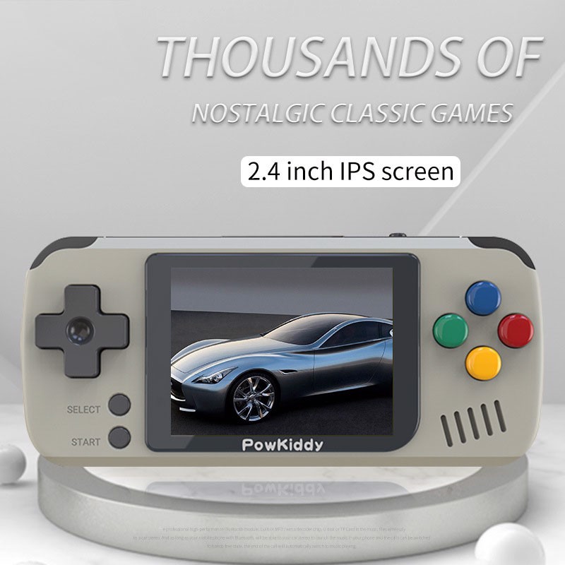 Máy chơi game cầm tay Powkiddy Restro Q70 màn IPS 2.4 inch tích hợp thẻ nhớ chơi game thùng, game GBA,GBC,PS1