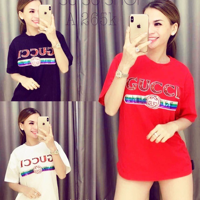 FREESHIP ĐƠN 99K_Áo thun nữ gắn Kim sa gu.ci. .