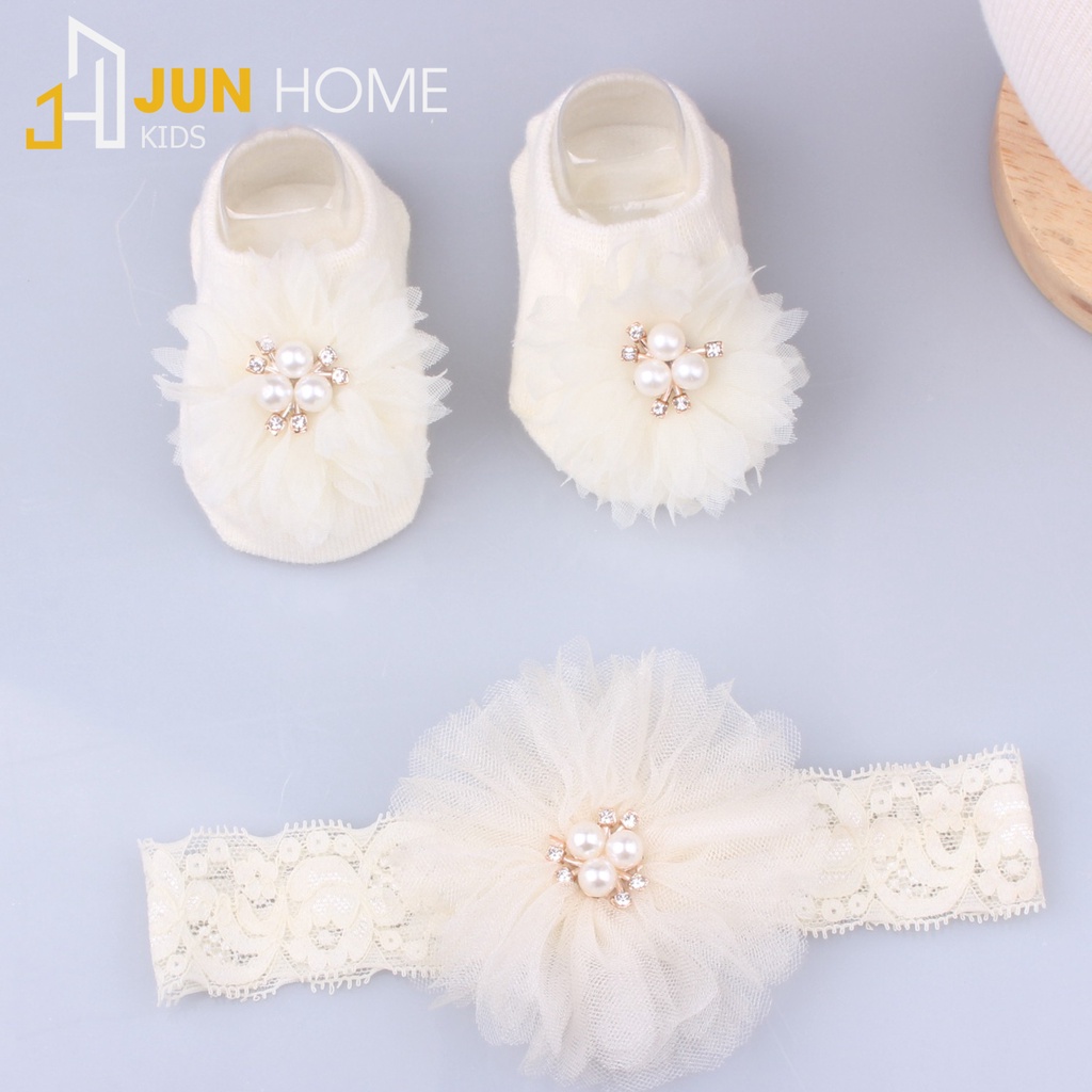 Băng đô cho bé sơ sinh kèm Tất chống trượt