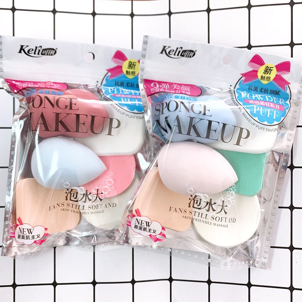 [Mút trang điểm] Bộ Set 6 Bông Mút Trang Điểm cao su tự nhiên Keli Sponge Makeup | BigBuy360 - bigbuy360.vn