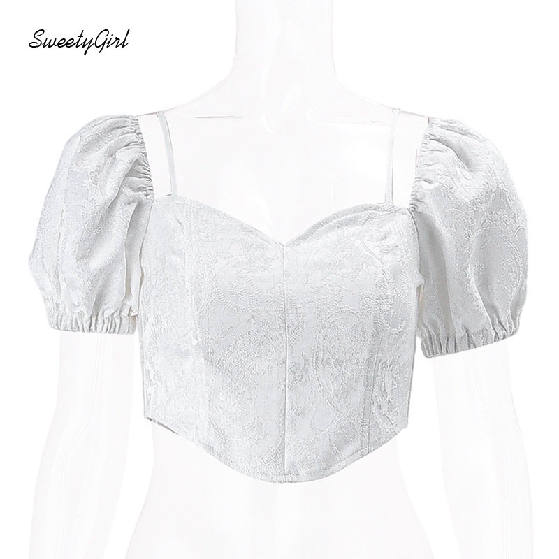 Áo Thun Tay Phồng Cổ Vuông Màu Trơn Phối Nơ Thời Trang 2022 Cho Nữ