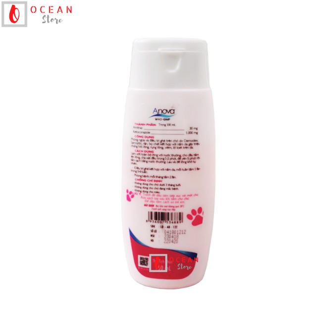 Sữa tắm trị ve ghẻ, nấm da cho chó mèo Anova Hồng 150ml