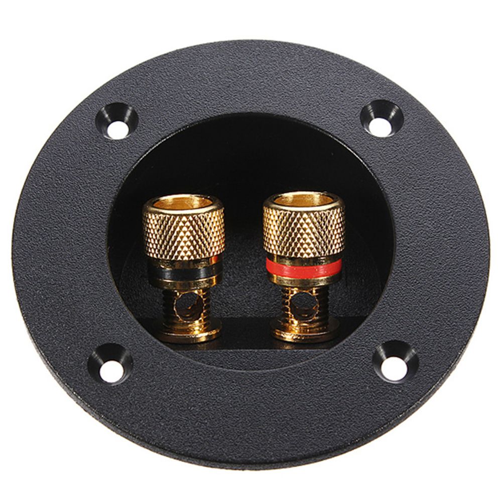 ☆YOLA☆ Black Speaker Terminal Connectors High Quality Stereo Plug Round Boxes with 2 Banana Jack Connection Brand New Gilded Spring Cup Subwoofer