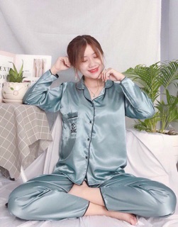 ( Freesize Lụa ) Đồ Bộ Pijama Phi Lụa thiêu - Tay Dài Quần Dài.
