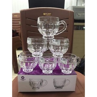 Bộ 6 cốc có quai thủy tinh pha lê
