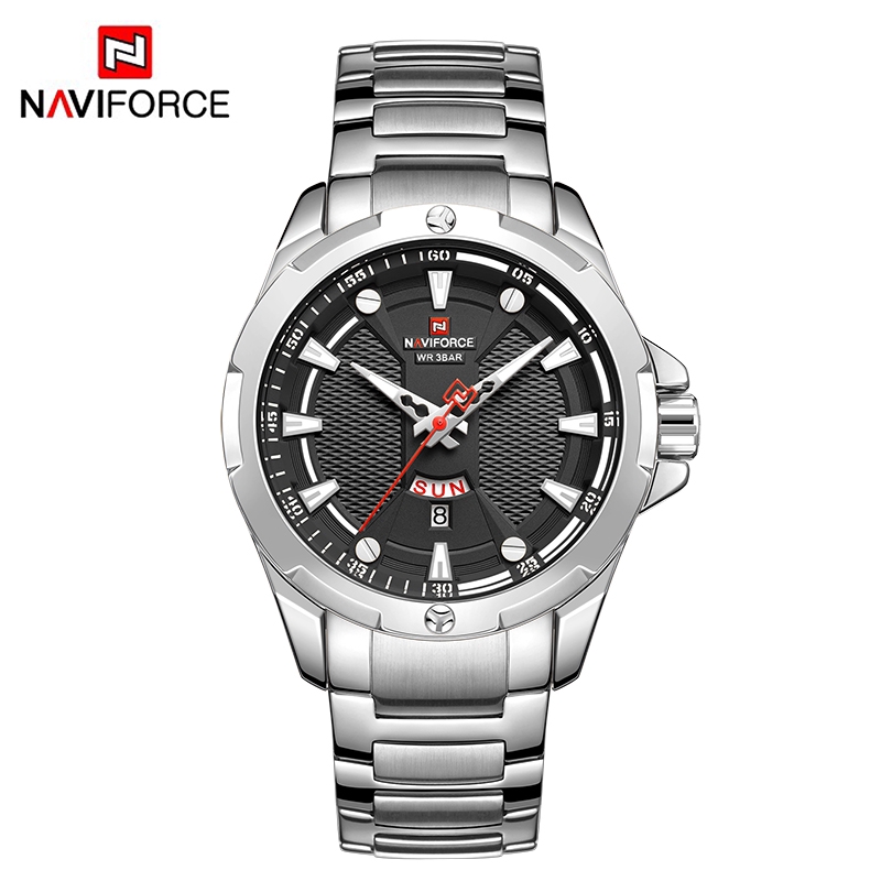 NAVIFORCE NF9170M Men Sport Fashion Stainless Steel Band Analog Digital Watch