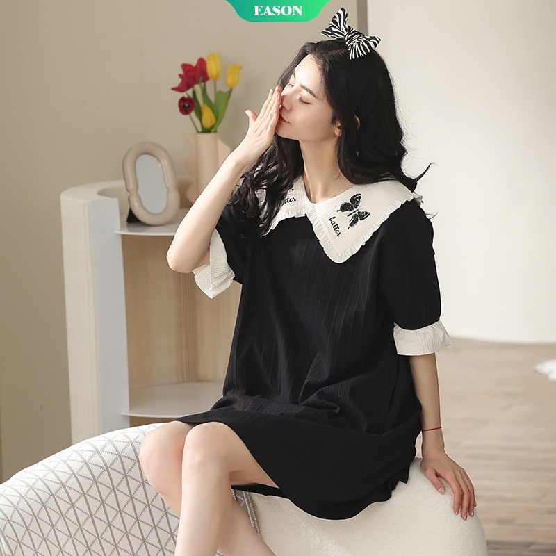 Đồ ngủ Tay Ngắn Dáng Rộng Chất cotton Mỏng Nhẹ In Họa Tiết Dễ Thương Phong Cách Hàn Quốc Thời Trang Cho Nữ