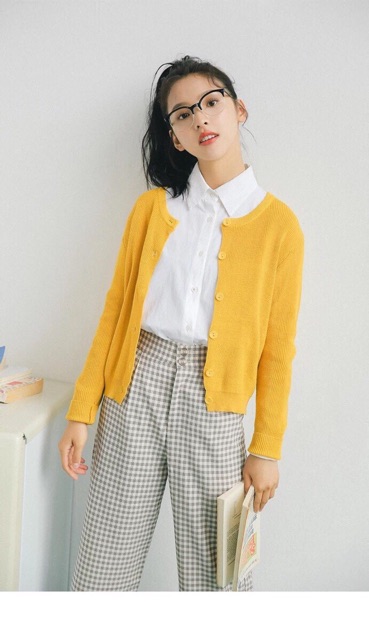 Áo len cadigan cúc cổ tròn | BigBuy360 - bigbuy360.vn