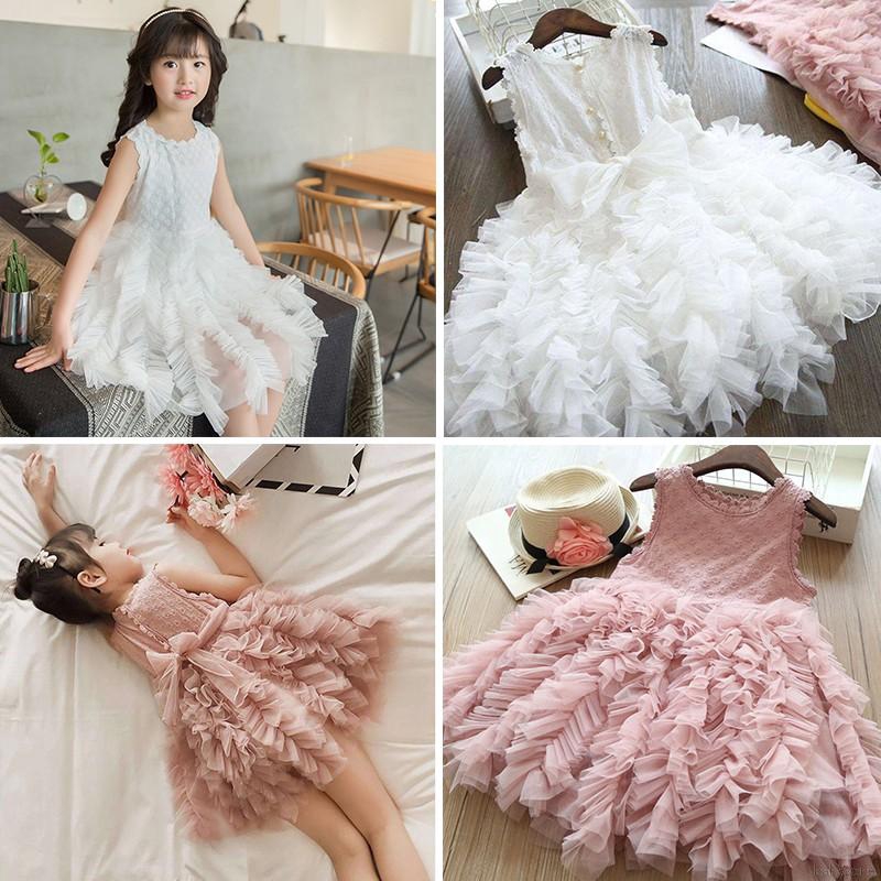 Đầm công chúa không tay xếp bèo nhún thời trang cho bé gái