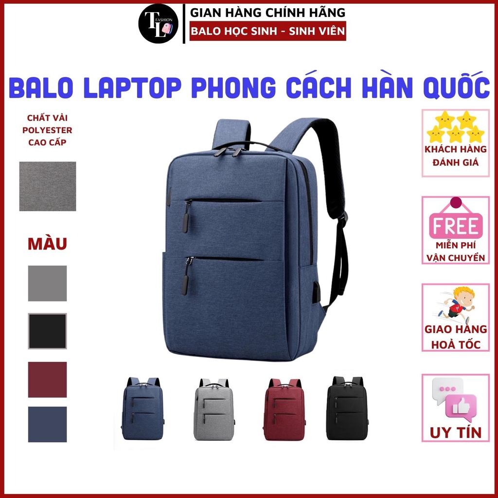 Balo Laptop chống sốc Cặp Đựng Laptop dùng đi học, đi làm, đi chơi có cổng sạc MÀU BASIC