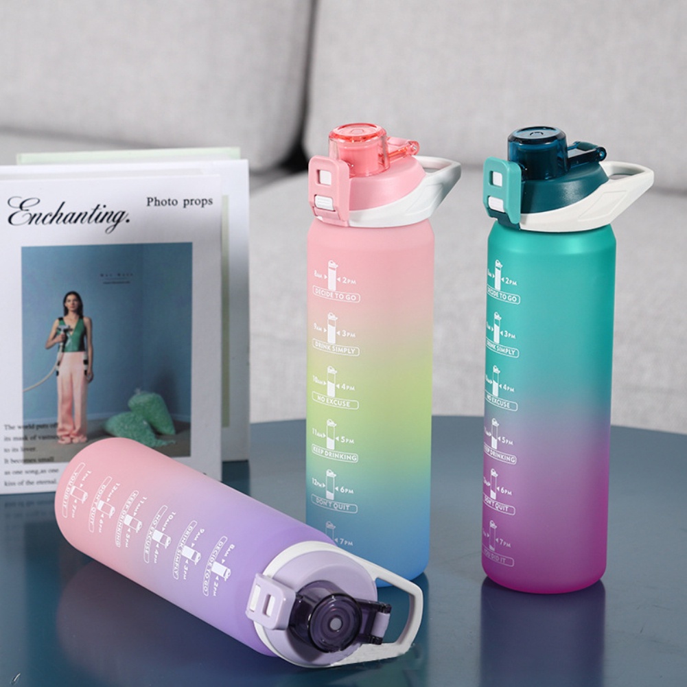 ღ 1L Lớn Bình Nước Có Nắp Đậy Và Ống Hút Nhiều Màu Nhựa PP Cốc Nước Trẻ Em Di Động Xe Đạp Thể Thao Ngoài Trời Tập Gym tập Thể Dục Cốc