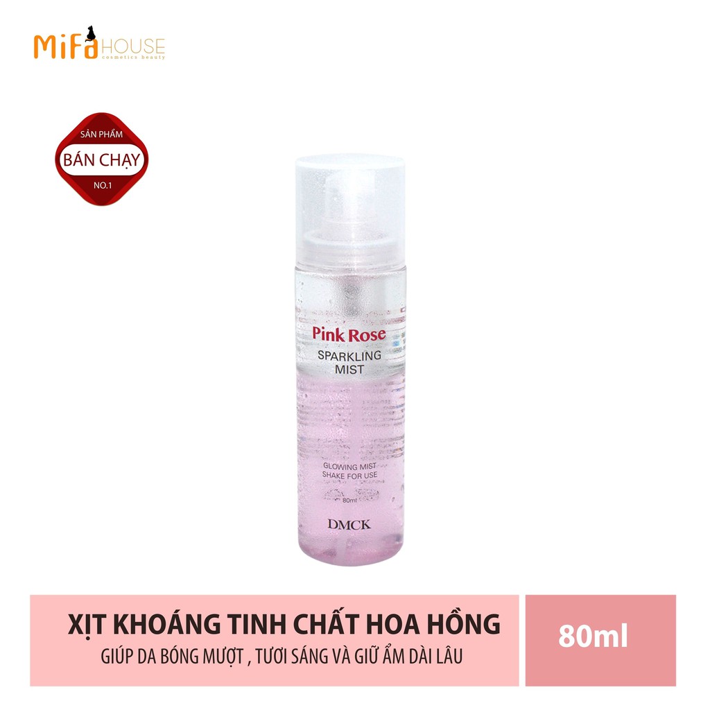 Xịt Khoáng Dưỡng Sáng Da Chứa Tinh Chất Hoa Hồng DMCK Pink Rose Sparkling Mist 80ml