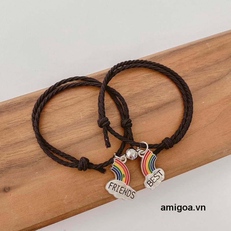 ✨✨Bộ 2 vòng đeo tay co giãn màu cầu vồng cho cặp đôi/bạn thân