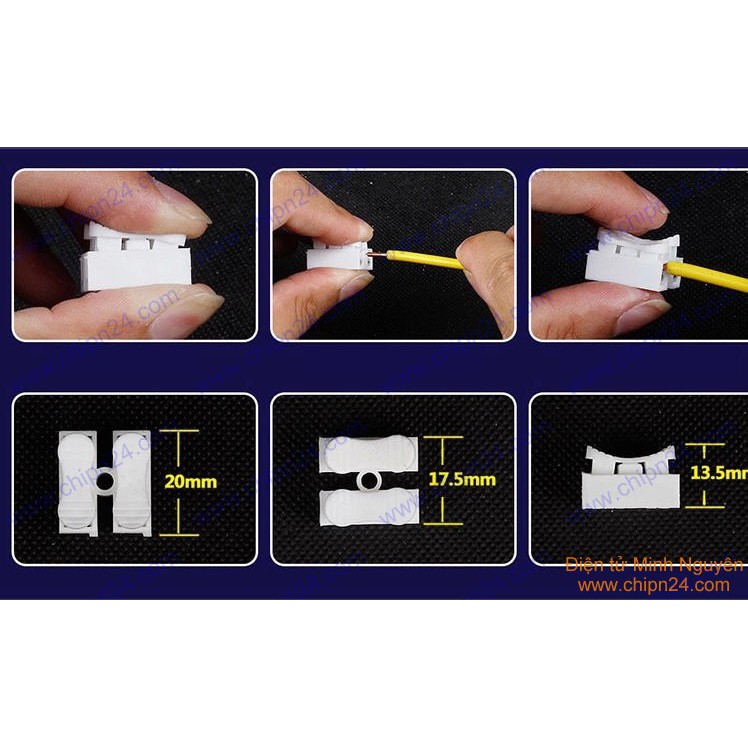 [5 CÁI] Đầu nối dây điện 2 chấu màu trắng CH-2