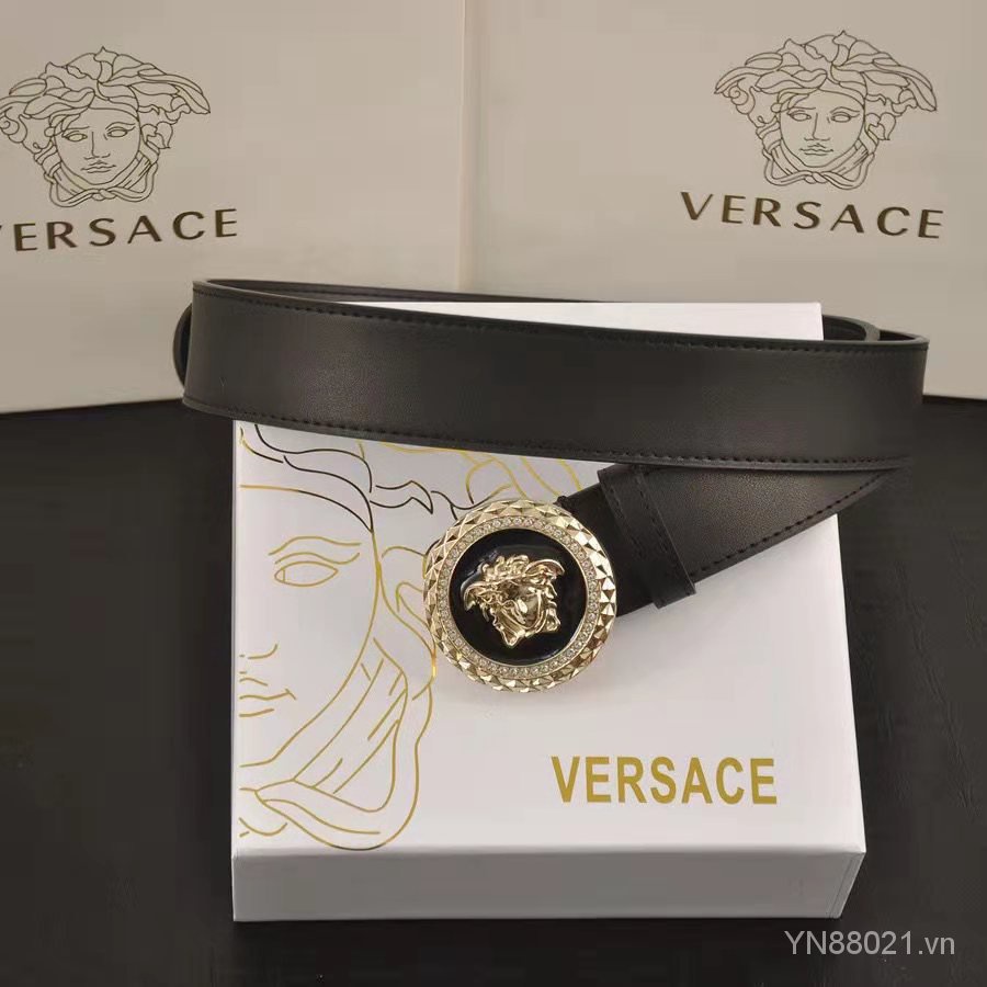 Thắt lưng Versace bằng da bò có khóa cài phong cách Hàn Quốc cho nam và nữ