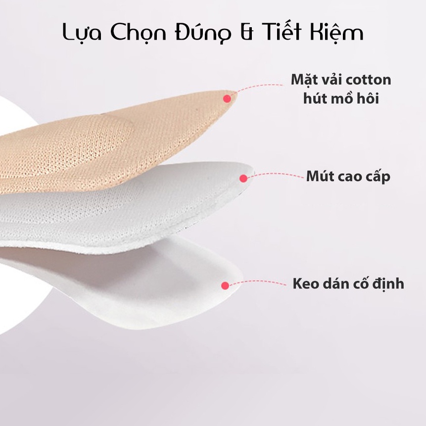 Cặp Lót Gót Giày Siêu Mềm Mịn Naly Bảo Vệ Gót Sau, Chống Trầy Chân, Lót giày cao gót