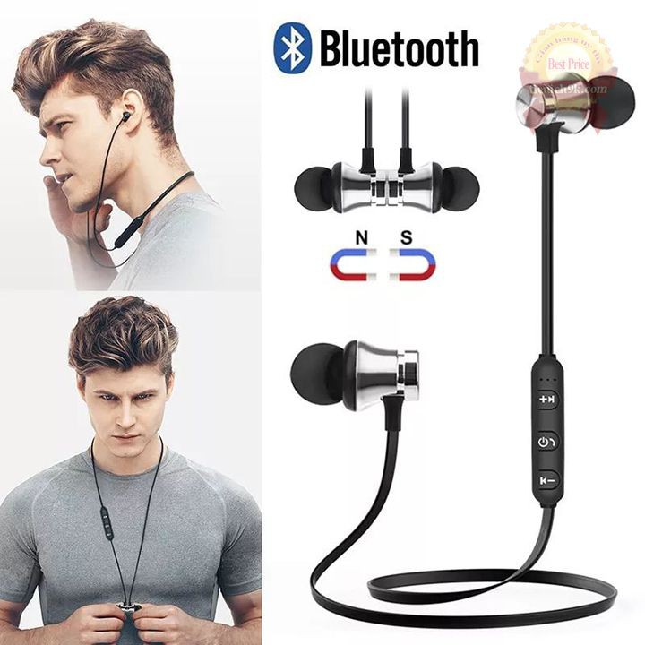 Tai nghe không dây in-ear nhét tai kèm mic Bluetooth 4.2 thể thao có nam châm Xt11 cho iphone android - Tặng 4 núm