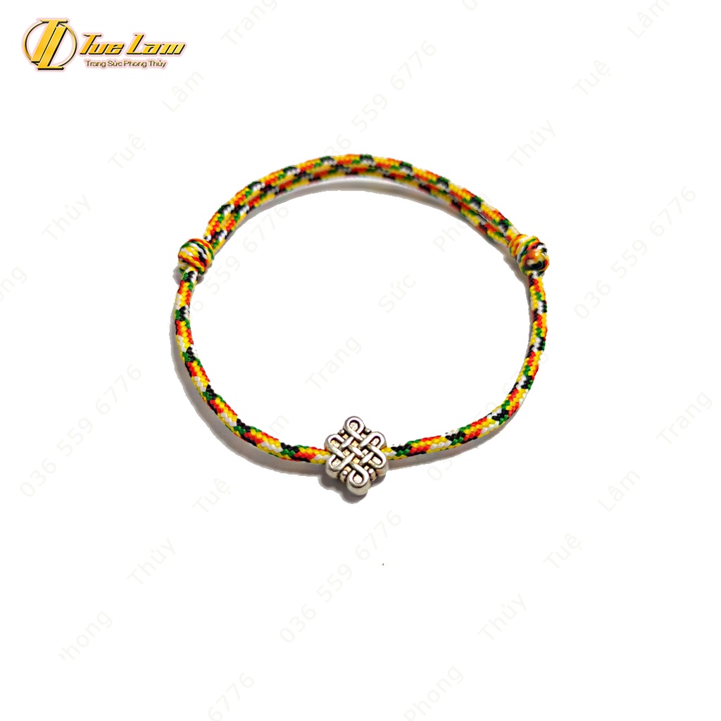 Vòng tay chỉ ngũ sắc tây tạng may mắn mix charm cát tường xinh xắn, mang lại bình an - Tuệ Lâm