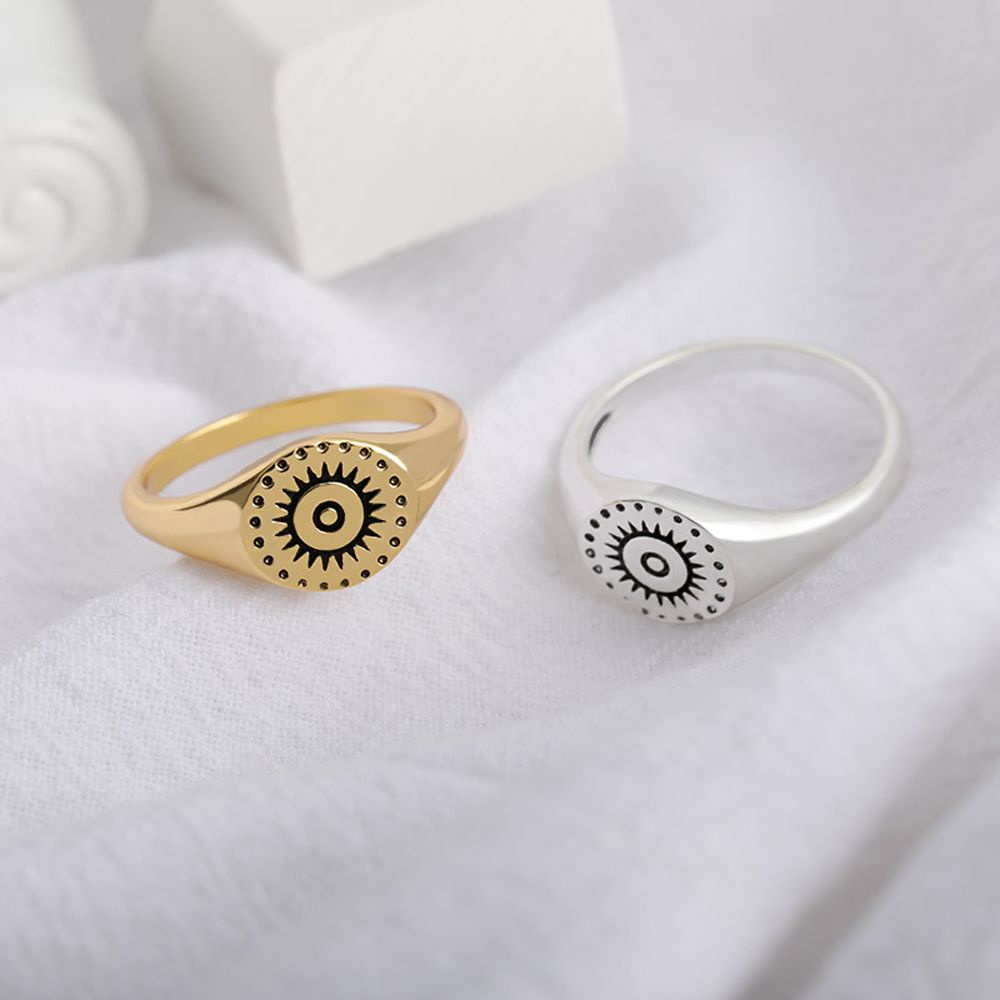 Nhẫn hình hoa mặt trời phong cách gothic cổ điển thời trang cho nam và nữ